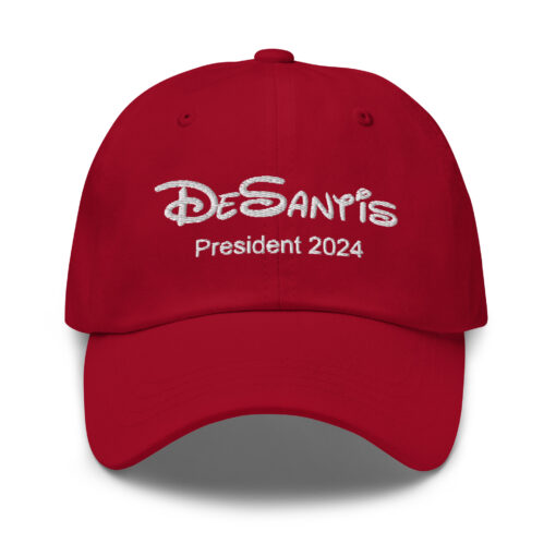 DeSantis cap featuring Disney's trademarked script