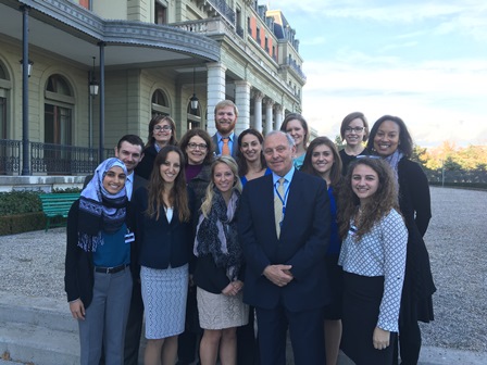 Grossman with students at the CAT's 56th session in Geneva. 