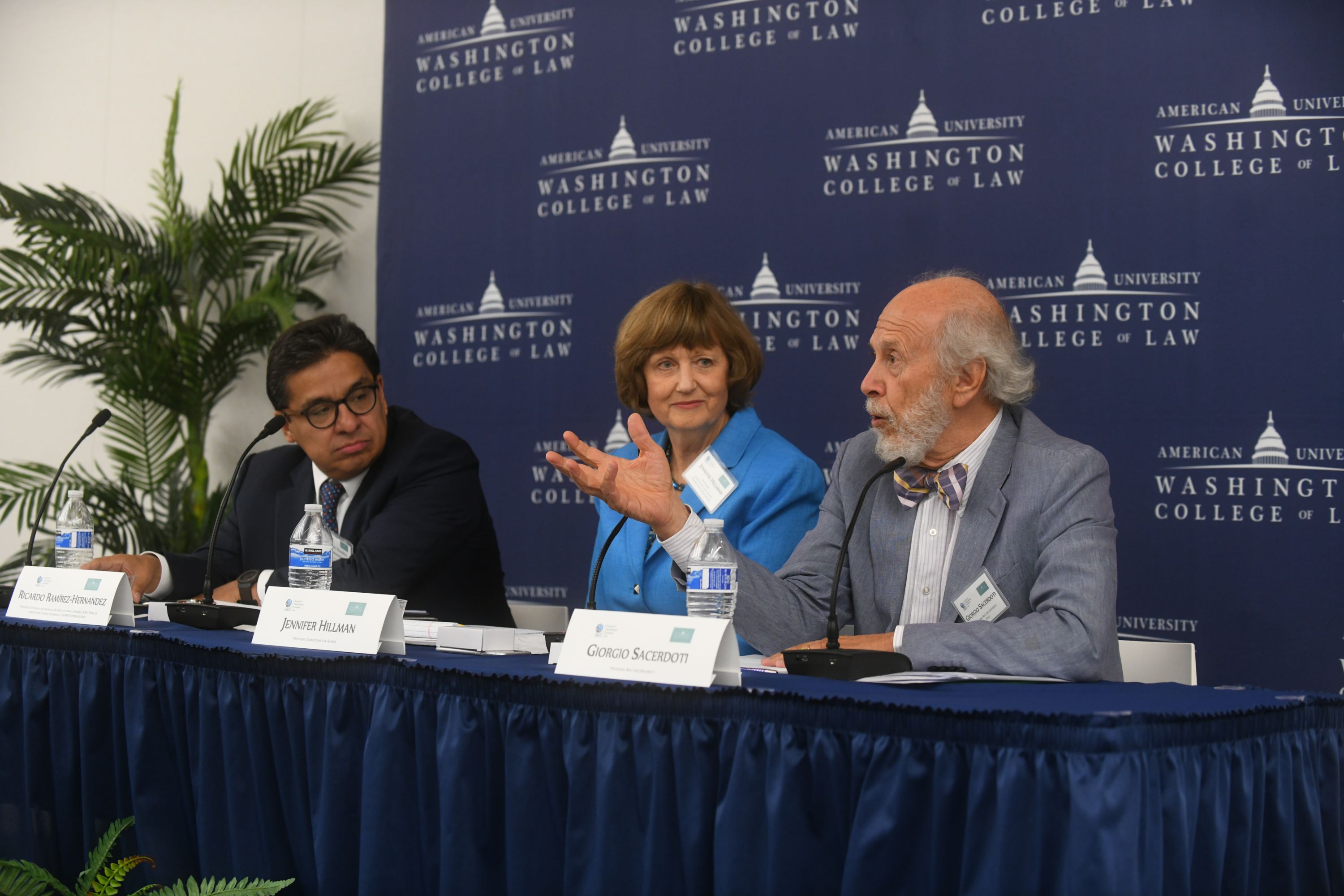 Panel on “A Conversation on the WTO Appellate Body in Unsettling Times”. Left to right: Ricardo Ramirez-Hernandez, Former Chairman of the WTO Appellate Body, Jennifer Hillman, Georgetown Law School, and Giorgio Sacerdoti, Bocconi University.
