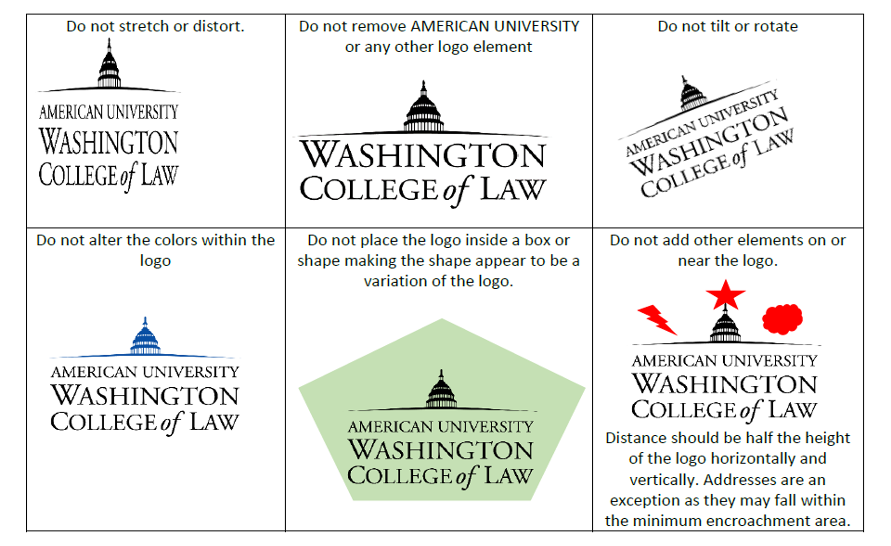 Image of what NOT to do with AUWCL logo