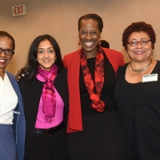 L-R: Professor Angela Davis, Head of the DOJ Civil Rights Division Vanita Gupta, Professor Cynthia Jones, and consultant with the Pretrial Racial Justice Initiative Nancy Gist