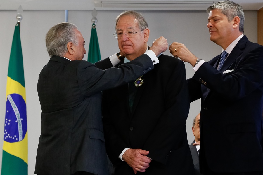 Brazilian President Temer presents Order of the Southern Cross.