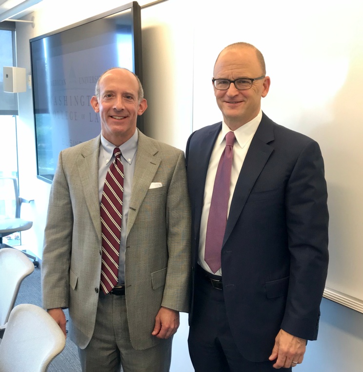 Business Law Program Director David Snyder, left, with former U.S. Solicitor General Gregory Garre.