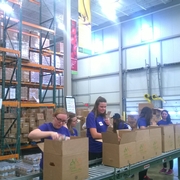 Packing meal boxes at Capital Area Food Bank