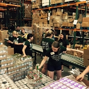 Packing and sorting donations at Capital Area Food Bank