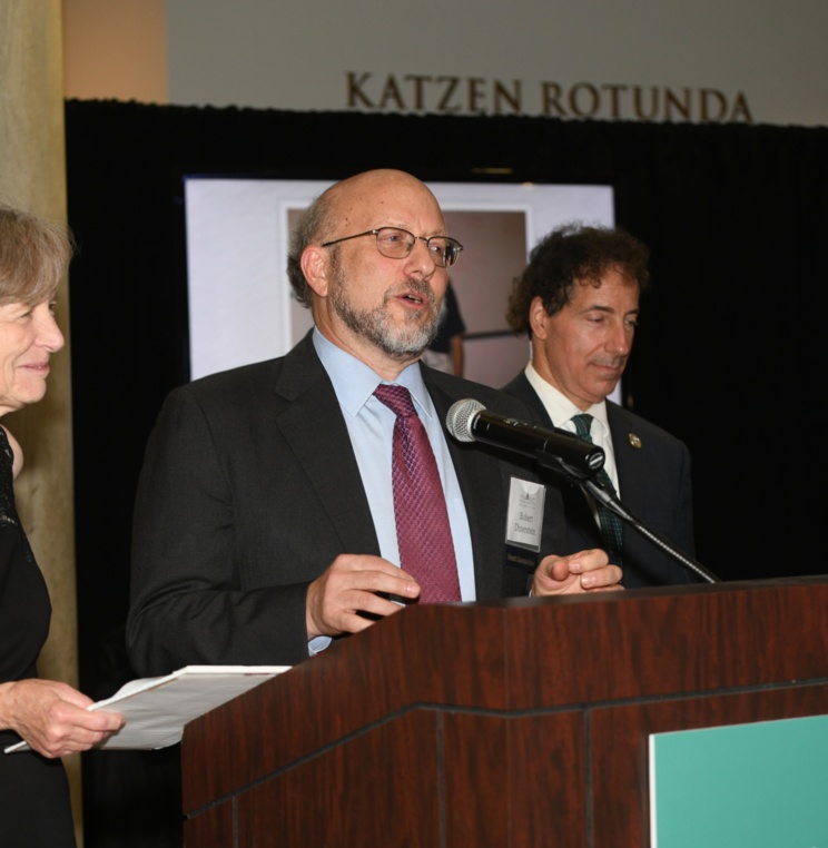 Professor Bob Dinerstein (center), with Professor Ann Shalleck, and Rep . Jamie Raskin.