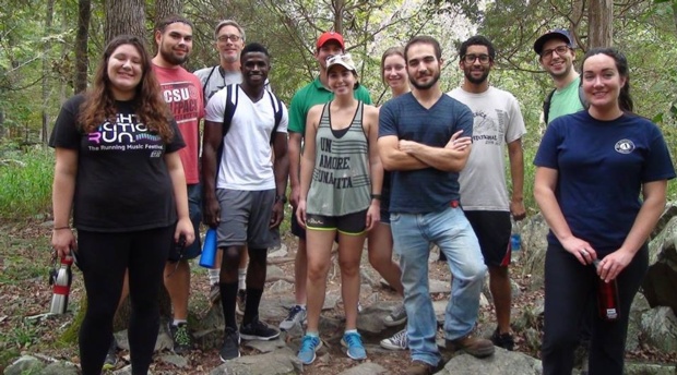 Professor Bill Snape on a hike with students from the Environmental Law Society. 