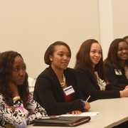 Students and alumni during the panel discussion