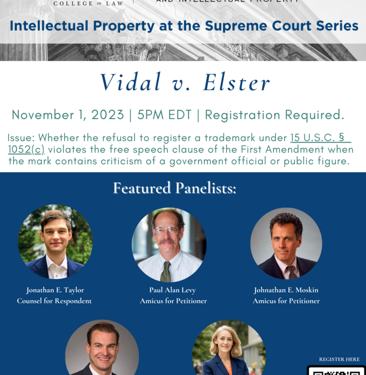 IP at the Supreme Court Series will continue with a discussion on Vidal v. Elster