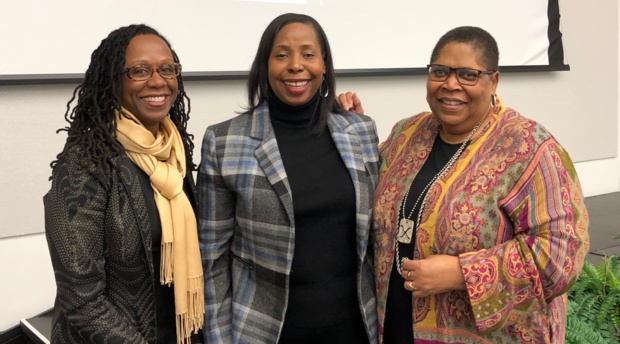 Dean Camille Nelson; Janene D. Jackson ‘99, partner at Holland & Knight; and Sherry Weaver, Interim Director of Diversity & Inclusion. 