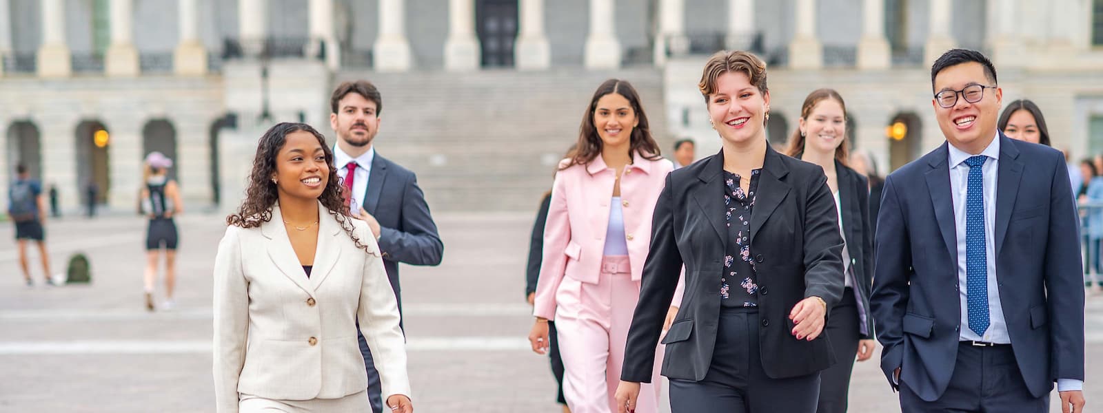 Students crossing the street