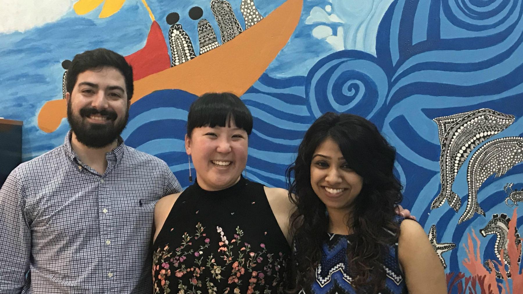 Left to right: Damir Siahkoohi, Grace Yanagawa, and Jeslin Panicker